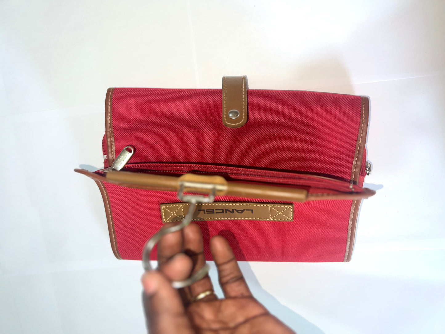 Lancel Red Travel Bag with Hanger